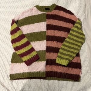 The Ragged Priest Olive and Pink Knit Sweater
